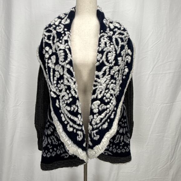 Sleeping On Snow Anthropologie First Snow Cardigan Sweater Coat Size M Wool - Picture 2 of 7